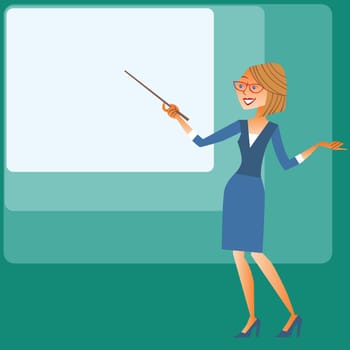 Presentation businesswomen shows the pointer on the screen