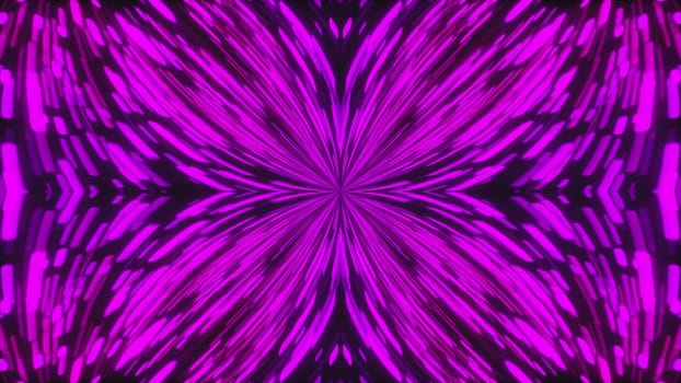 Computer generated abstract background of flickering particles, 3D rendering of a kaleidoscope of colored stripes, image of a flower or butterfly