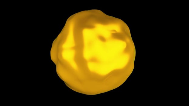 Abstract golden ball with a bumpy surface. 3D rendering background, computer generated