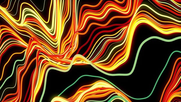 Waves of numerous abstract colored stripes computer generated background. 3d rendering