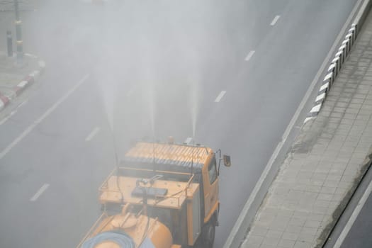 Bangkok, Thailand. November 2,2019 The Water spray Truck for treatment  air pollution