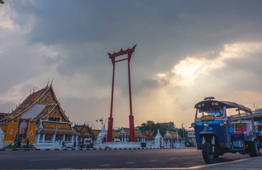 wat suthat and giant swing at bangkok, Thailand - November 2, 2019: one of the most attraction place in bangkok thailand