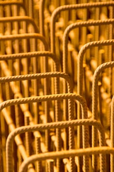 Close up of concrete steel reinforcement. With space for copy.