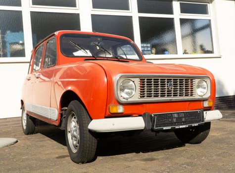 GIESSEN, GERMANY AUGUST, 2019: Red RENAULT 4. RENAULT is a French Automobile Manufacturer.