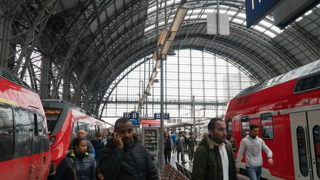 Frankfurt am Main GERMANY - OCTOBER 05 2019: Central railway station in Frankfurt am Main, Germany.