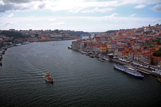 Panorama of Porto promenade on the Duoro river