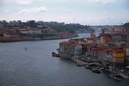 Panorama of Porto promenade on the Duoro river