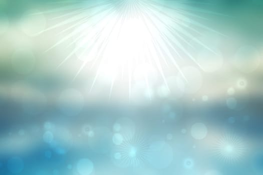 Abstract beach background. Abstract bright tropical blue ocean beach background texture with sun rays and light blue turquoise sky. Beautiful backdrop for summer holidays and travel advertising.