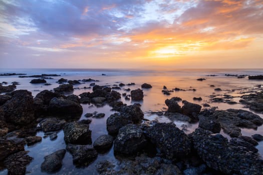 beautiful sunset over Atlantic Ocean. Tenerife Canary Islands