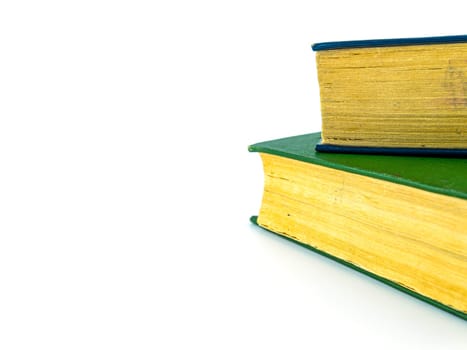Old books on a white background. Book pages. Place for text.