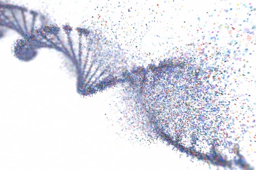 Colorful DNA molecule. Structure of the genetic code. Genetic Syndrome and Genetic Disorder, 3D illustration of science concept.