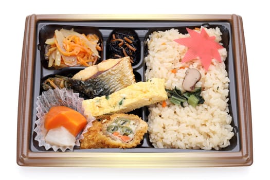Japanese bento lunch isolated on white background