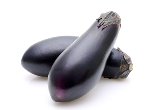 Japanese two fresh eggplants isolated on background
