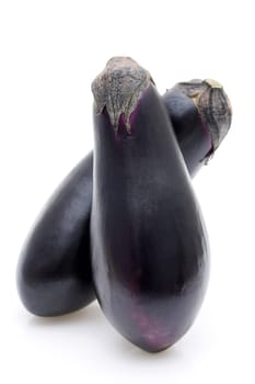 Japanese two fresh eggplants isolated on background
