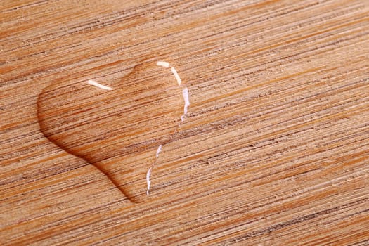 Heart of water shaped on wood for health, well-being, love, marriage, nature ...