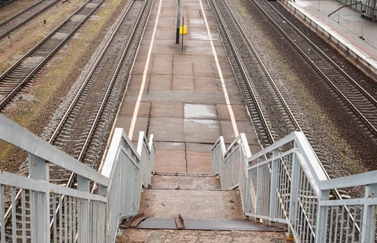 Steps leading to the railway platform. Transport.