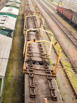 Commodity cars on the railway. Transport.