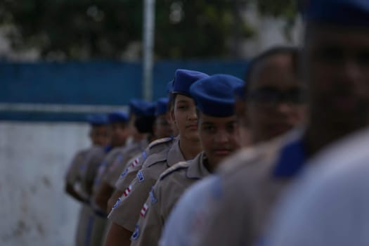 SALVADOR, BAHIA / BRAZIL - July 24, 2019: Students from the Military Police College of Salvador (BA) are seen during training in the school yard.  (Joa Souza / Panthermedia).