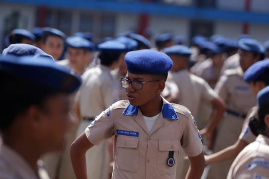SALVADOR, BAHIA / BRAZIL - July 24, 2019: Students from the Military Police College of Salvador (BA) are seen during training in the school yard.  (Joa Souza / Panthermedia).