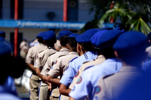 SALVADOR, BAHIA / BRAZIL - July 24, 2019: Students from the Military Police College of Salvador (BA) are seen during training in the school yard.  (Joa Souza / Panthermedia).