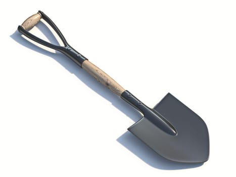 Shovel 3D rendering illustration isolated on white background