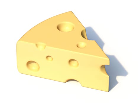 Piece of cheese 3D rendering illustration isolated on white background