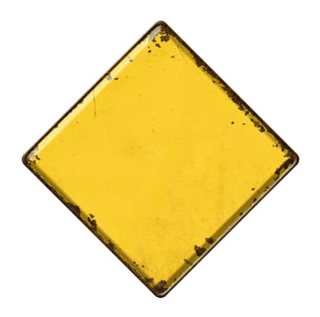 Empty vintage tin sign on a white background