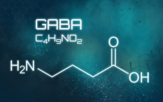 Chemical formula of GABA on a futuristic background