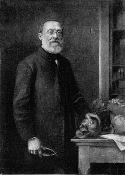 Rodolphe Virchow, vintage engraved illustration. From the Universe and Humanity, 1910..