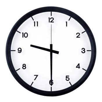 Classic analog clock pointing at 8 o'clock, isolated on white background