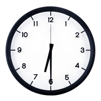 Classic analog clock pointing at 8 o'clock, isolated on white background