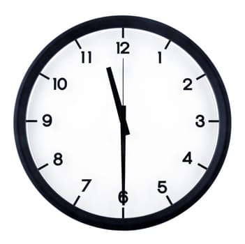 Classic analog clock pointing at 8 o'clock, isolated on white background