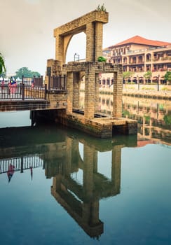 Melaka Sultanate Watermill stands in Melaka City,  Malaysia