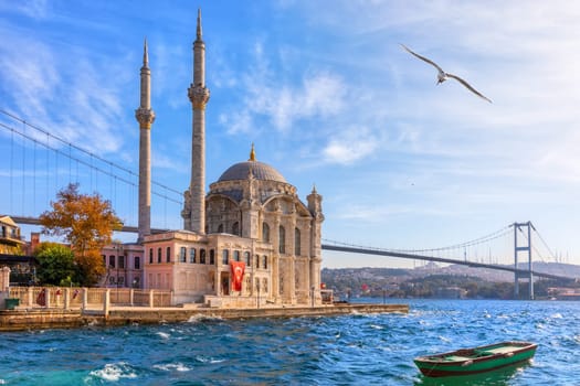 Beautiful Ortakoy Mosque in Istanbul, close view.