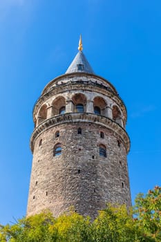 Galata Tower of Istanbul, close detailed view.