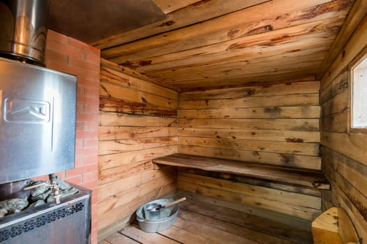 Russia, Moscow- June 26, 2019: interior room apartment. standard repair bathhouse, sauna