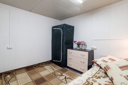 Russia, Moscow- June 26, 2019: interior room apartment. standard repair decoration in hostel