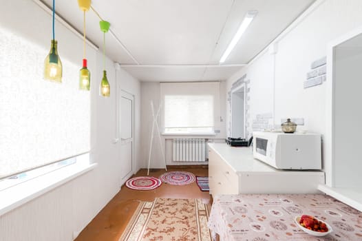 Russia, Moscow- June 26, 2019: interior room apartment. standard repair decoration in hostel