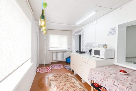 Russia, Moscow- June 26, 2019: interior room apartment. standard repair decoration in hostel