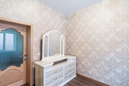 Russia, Moscow- June 26, 2019: interior room apartment. standard repair decoration in hostel
