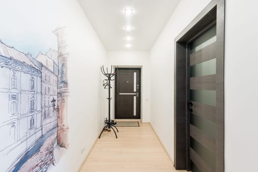 Russia, Moscow- June 26, 2019: interior room apartment. standard repair decoration in hostel. room doors, repair