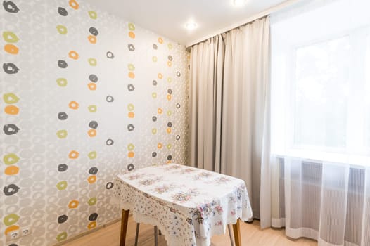Russia, Moscow- June 26, 2019: interior room apartment. standard repair decoration in hostel