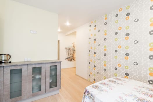 Russia, Moscow- June 26, 2019: interior room apartment. standard repair decoration in hostel