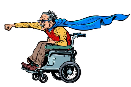 active wheelchair user disabled man. Pop art retro vector illustration kitsch vintage 50s 60s