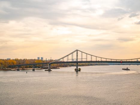 Dnieper River on an autumn cloudy day in Kiev. Background. Ukraine.