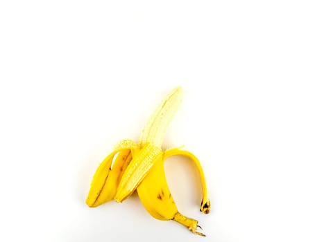 Yellow bananas on a white background. Place for text.