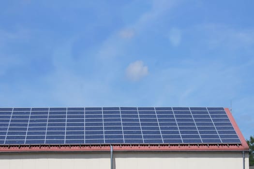 solar panels on a factory building roof