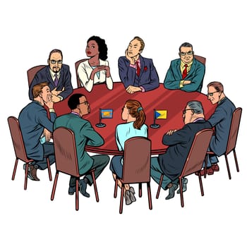 international negotiations diplomats. Pop art retro vector illustration drawing