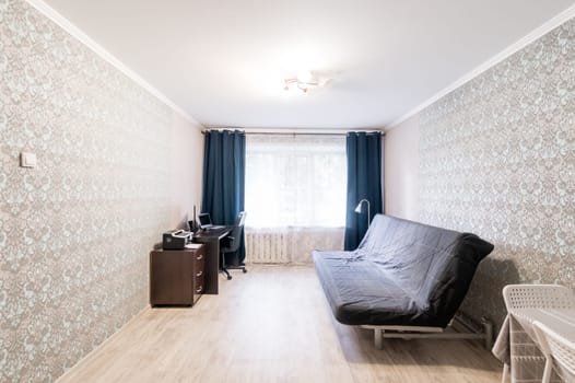 Russia, Moscow- July 02, 2019: interior room apartment. standard repair decoration in hostel