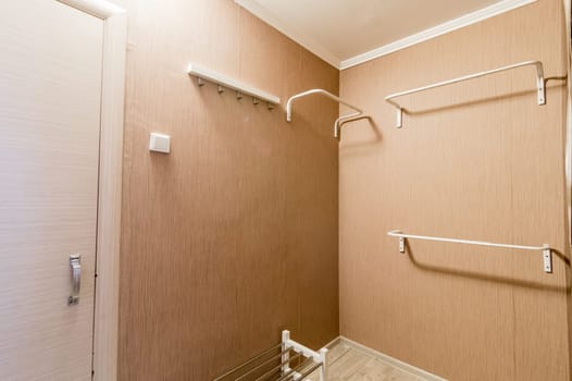 Russia, Moscow- July 02, 2019: interior room apartment. standard repair decoration in hostel. old not modern decor
